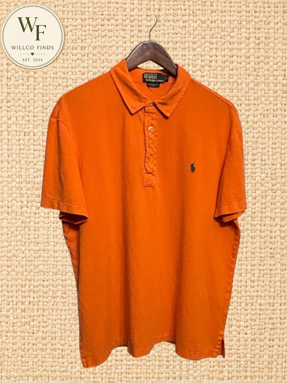 Polo Ralph Lauren Men’s XL Orange Featherweight Mesh Polo Green Pony